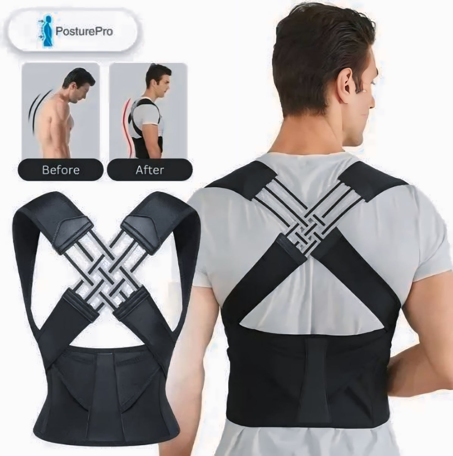 Shoulder & Back posture corrector men in women belt || 2 in 1
